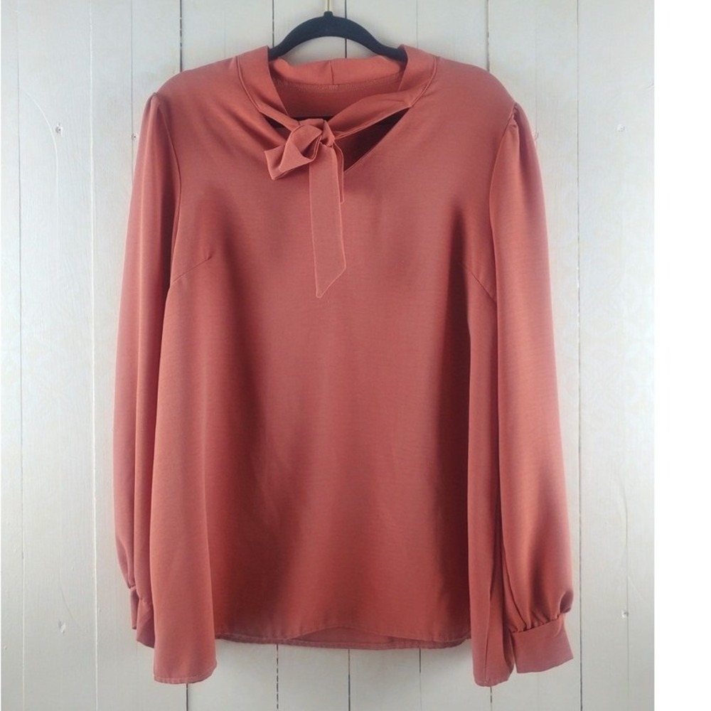 Torrid Rust Terracotta Tie Neck Long Sleeve Blouse‎ Plus Size 2X
